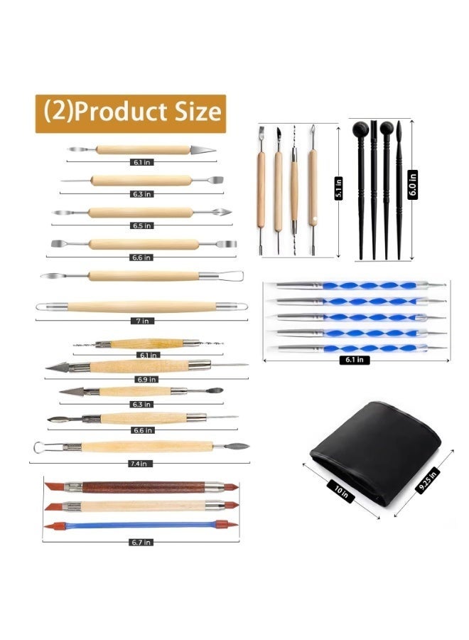 Arabest Clay Tools Kit, 52 PCS Complete Clay Tools Set for Sculpting and Pottery, Pottery Tools Includes Polymer Clay Tools, Sculpting Tools, Ceramic Tools, Clay Carving Tools, Perfect Pottery Tool Kit - Image 4